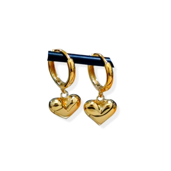 Heart Shape Plating Sterling Silver 14K Gold Plated Gold Plated Drop Earrings - Picture 1 of 4
